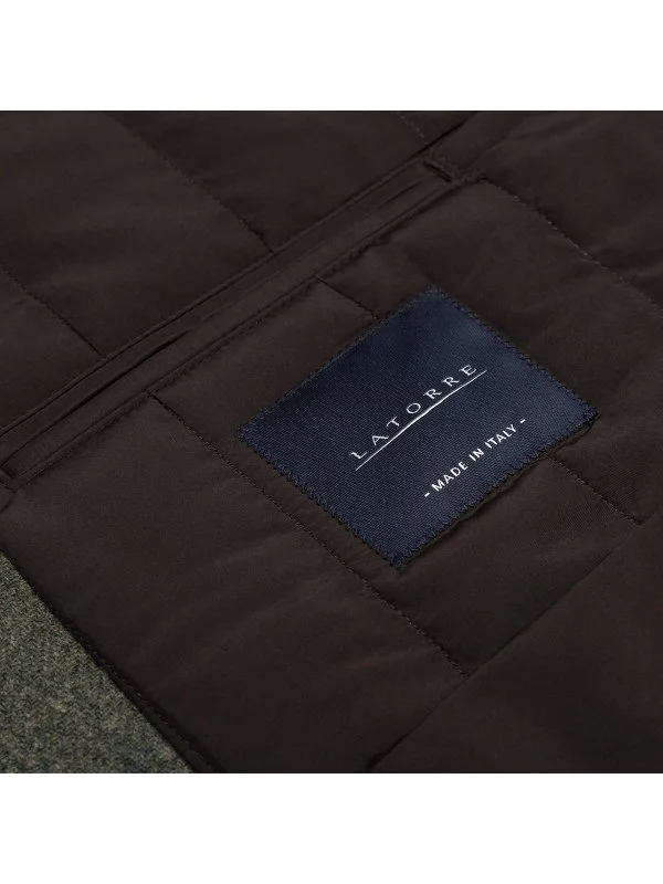 Sartoria Latorre Yeşil Melanj Yün Kaşmir İçi Dolgulu Yelek - 3