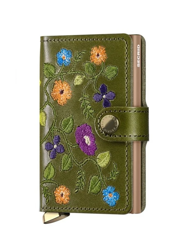 Secrid Premium Miniwallet Stitch Floral Olive Cüzdan - 3