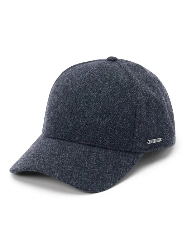Stetson Baseball Cap Wool Herringbone Lacivert Balıksırtı Yün Şapka - 1