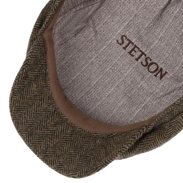Stetson Driver Cap Yün Kahverengi Balıksırtı Kasket Şapka - 3