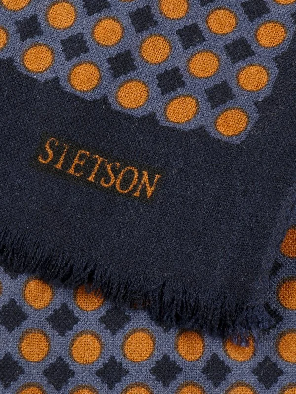 Stetson Lacivert Yün Nokta Desenli Kaşkol - 2