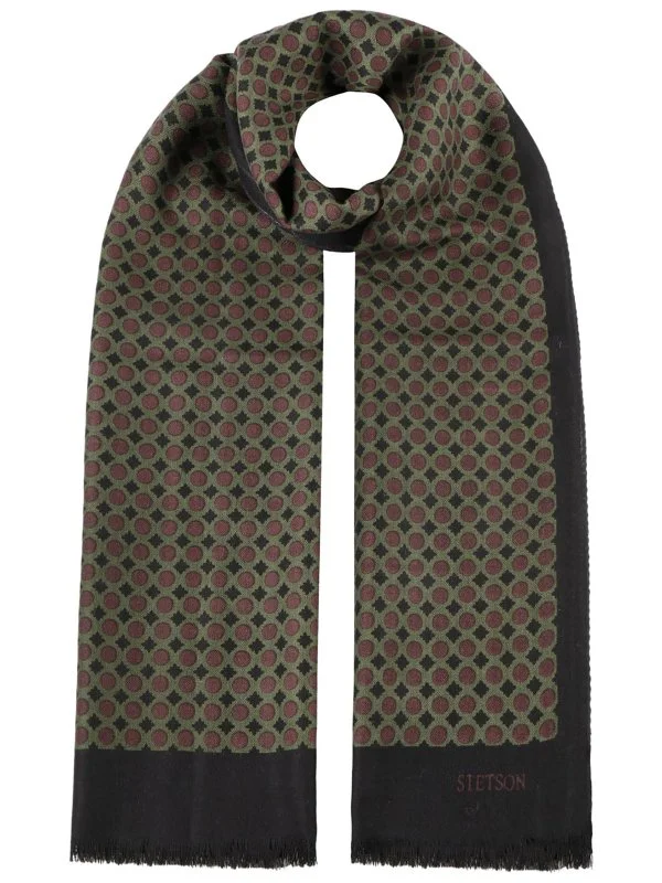 Stetson Siyah Yün Nokta Desenli Kaşkol - 1