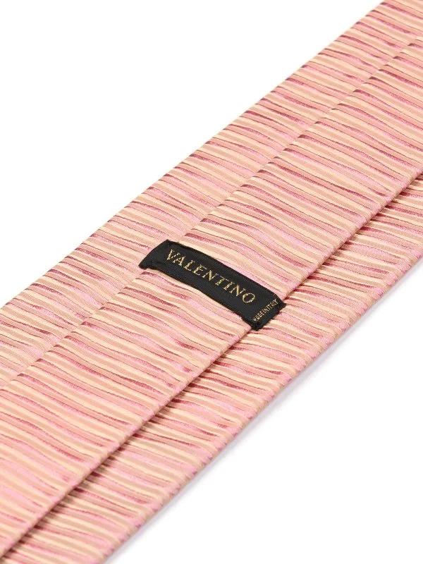 Valentino Pembe Bej Geçişli Doku İtalyan Kravat - 2