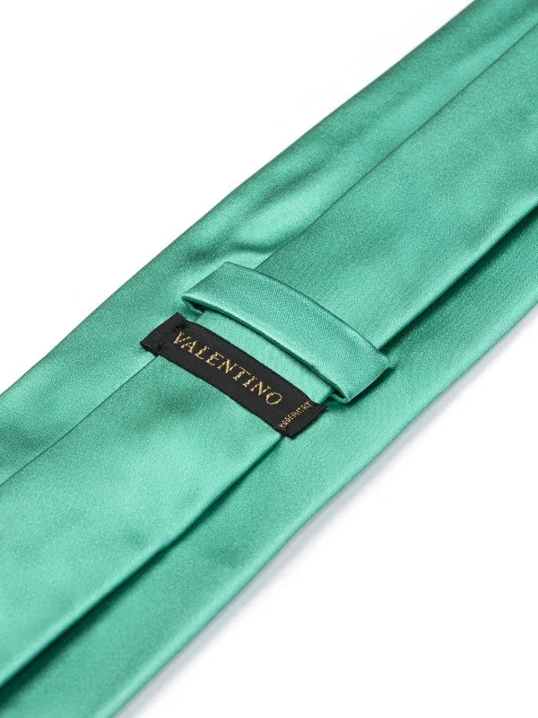 Valentino Zümrüt Yeşili Düz Renk İtalyan Kravat - 2