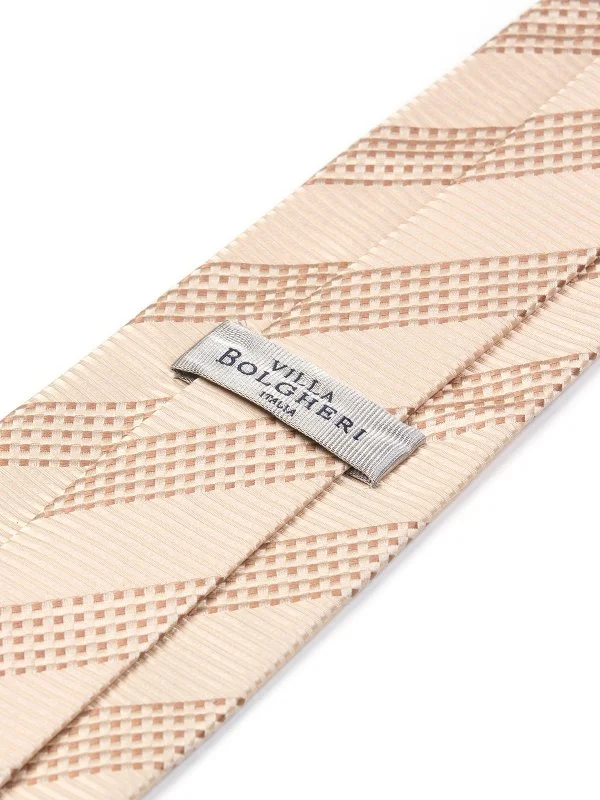 Villa Bolgheri Bej Bronz Sigillo Armür Dokulu Desen İtalyan Kravat - 2