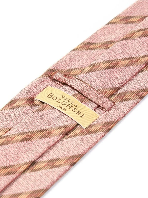 Villa Bolgheri Pembe Çizgili Optik Desenli İtalyan Kravat - 2