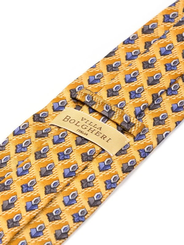 Villa Bolgheri Sarı Bronz Optik Diamond Desenli İtalyan Kravat - 2